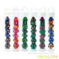 Bescon Mini Two Tone Polyhedral RPG Dice Set 10MM, Small Dice Set D4-D20 in Tube, 6 New Assorted Colored of 42pcs